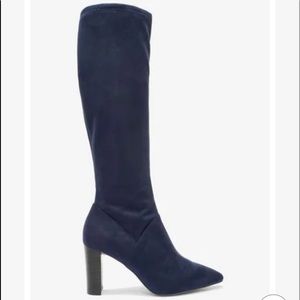 Boden Blue Pointed Toe Stretch Boots
